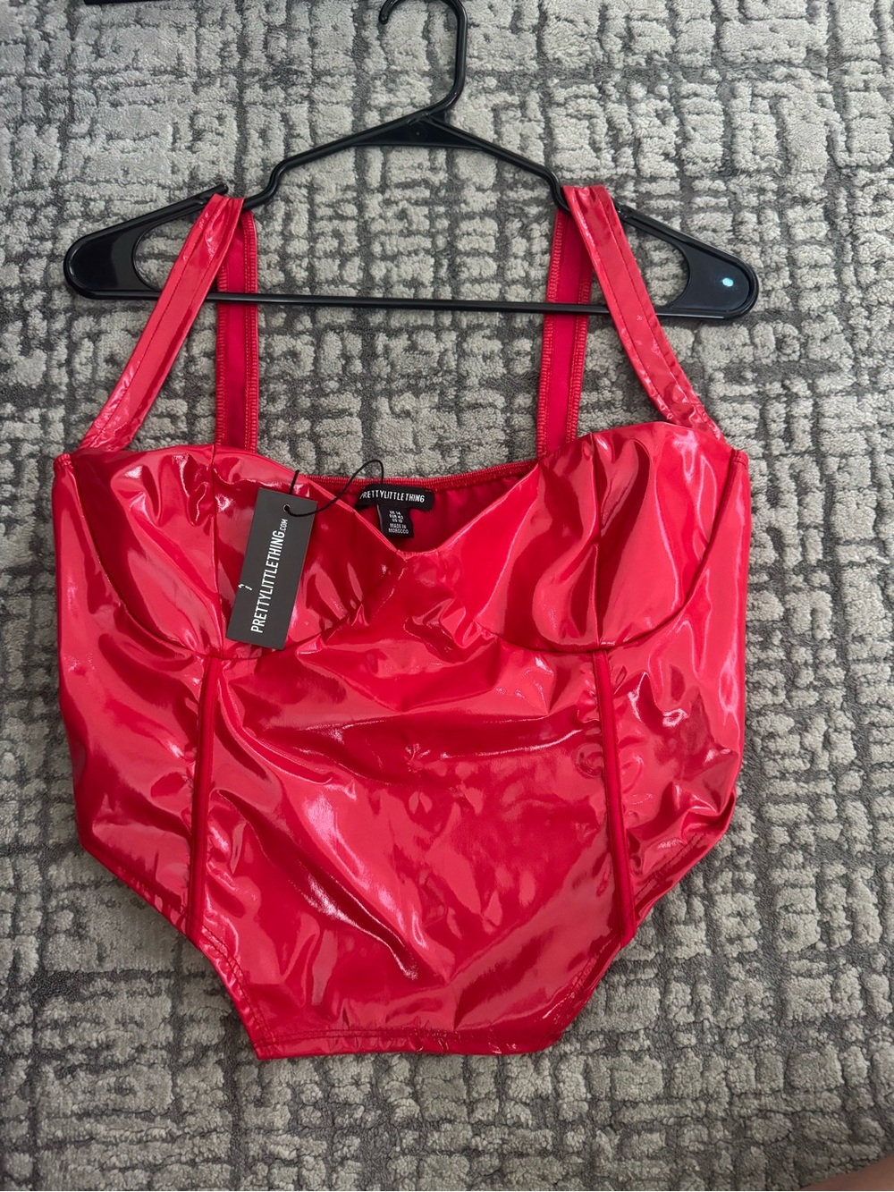 PrettyLittleThing Glossy Red Patent Bustier